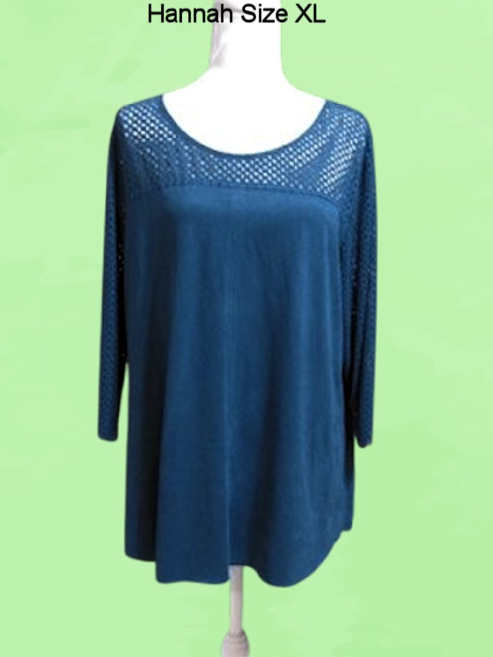 Hannah  womens top sz XL color teal ¾ sleeve